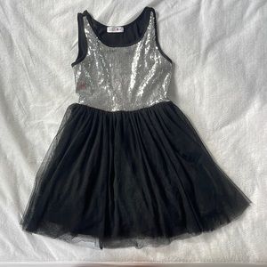 Girls Beautees black and silver sequined dress tulle sz8/10 nwot